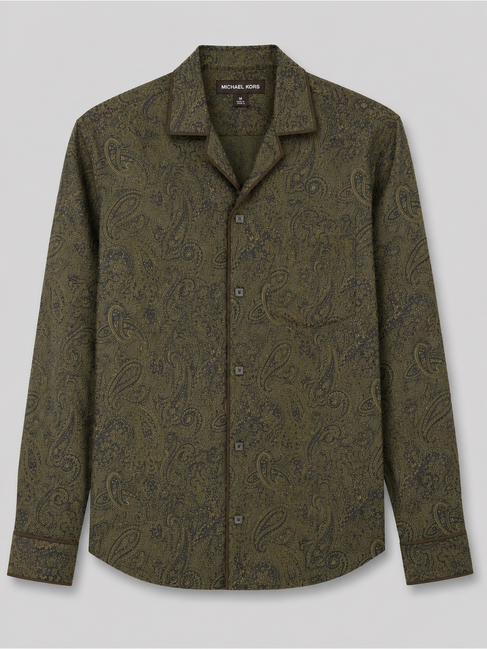 Michael Kors Sample Paisley Button Front Shirt Men’s Medium Slim Fit